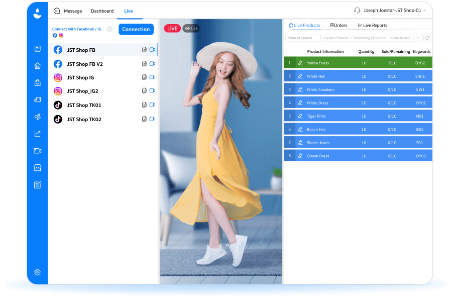 Giao diện bán hàng trực tiếp trên màn hình lớn